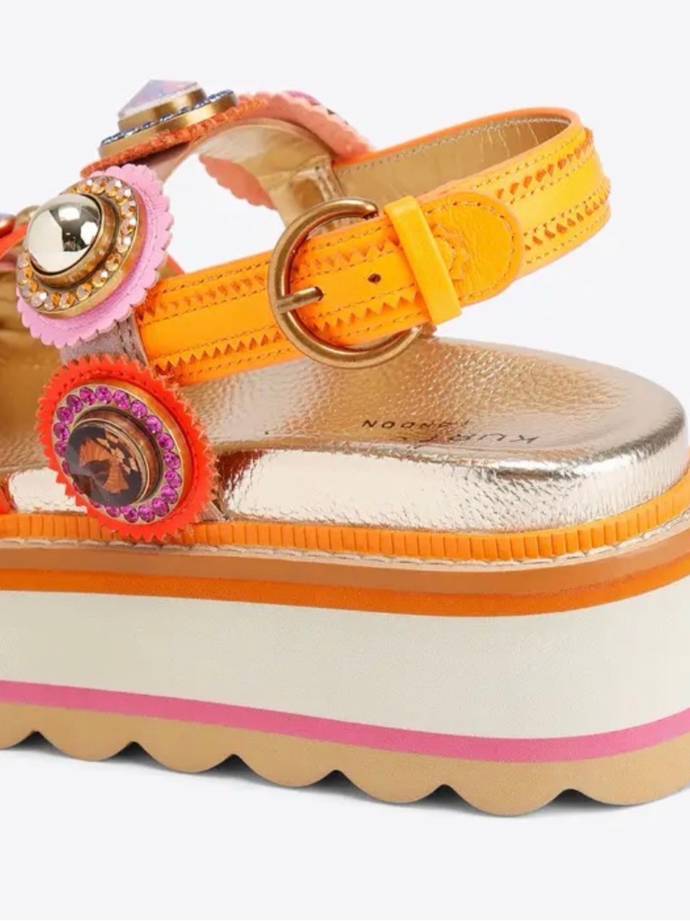 Kurt Geiger Orange & Pink Jeweled Platform Sandals - Picture 3 of 3